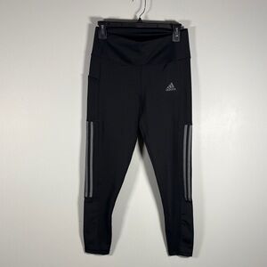 Women Adidas Black Leggings with Silver Accents